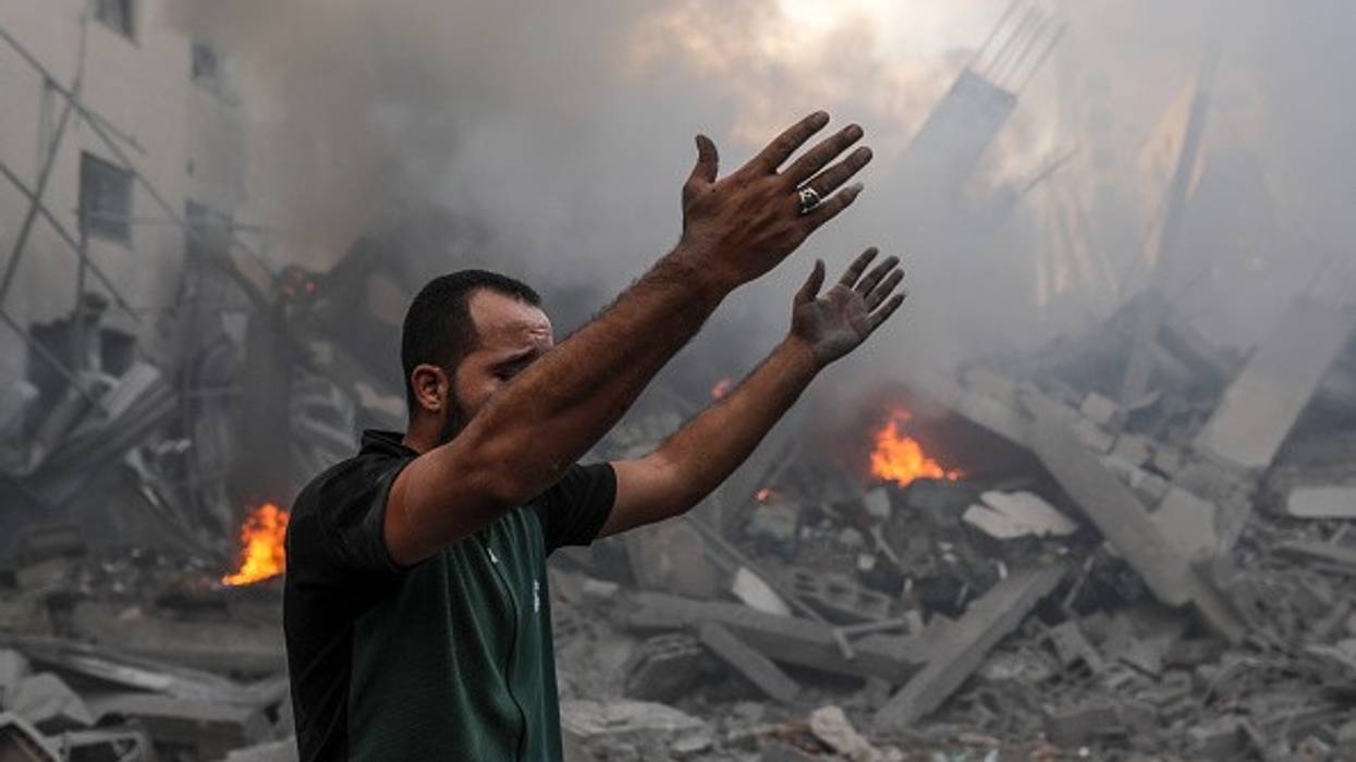 A man wails after Israeli airstrikes in Gaza City, Gaza