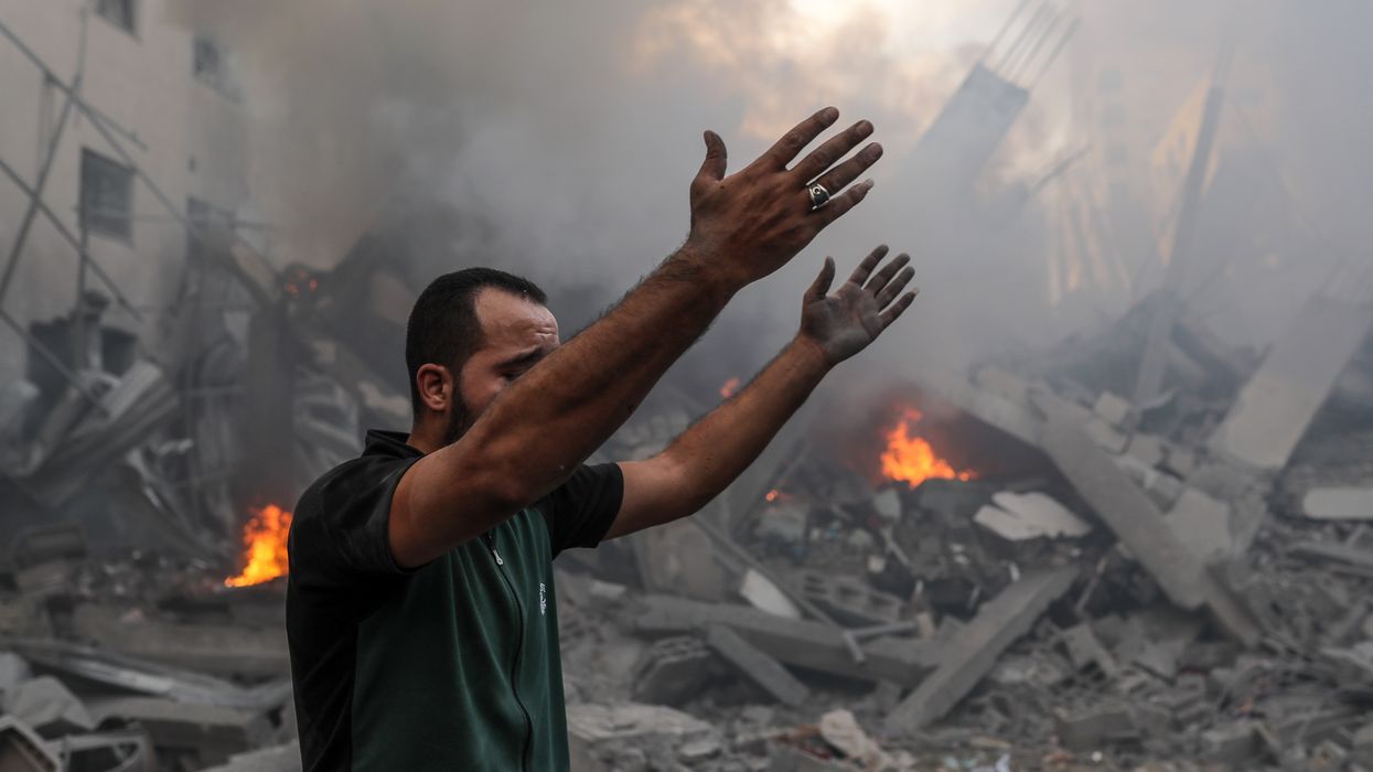 A man wails after Israeli airstrikes in Gaza City, Gaza