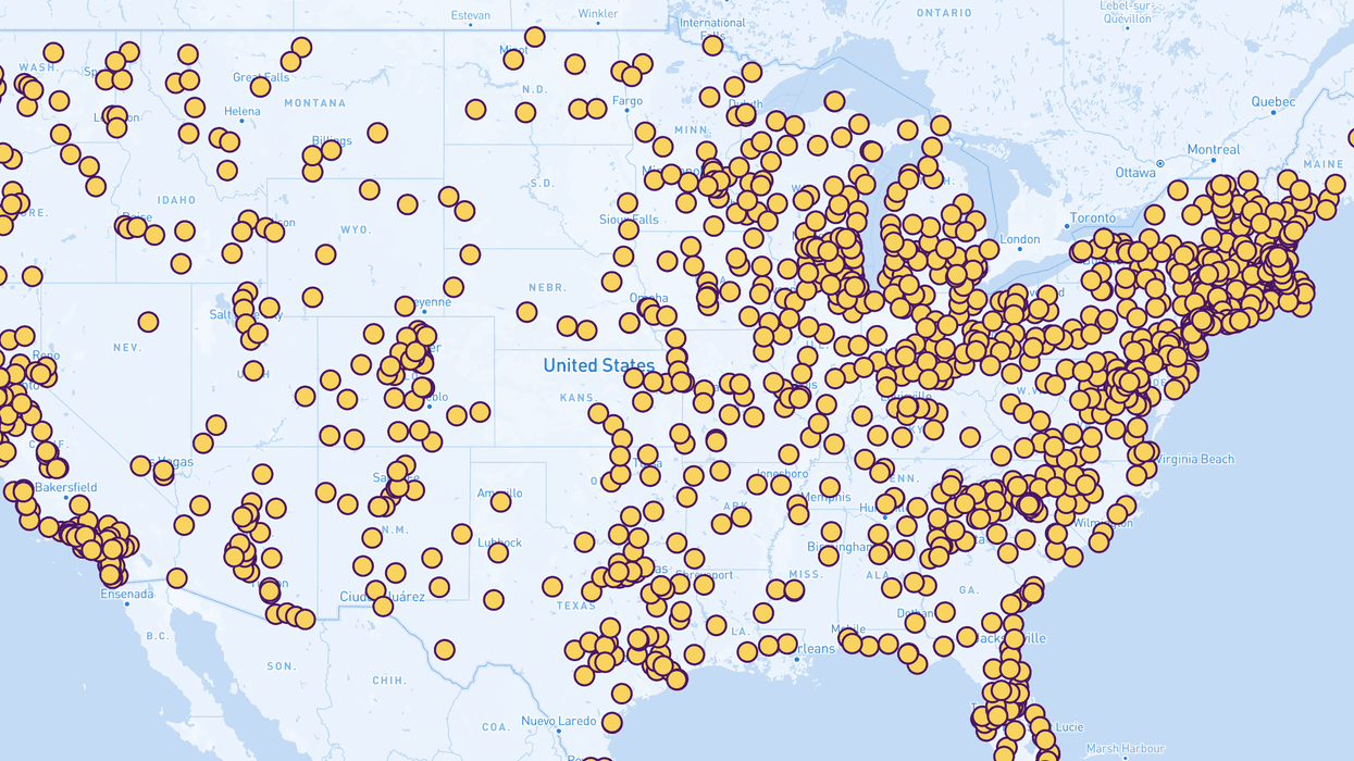 A map shows cities and towns across the United States where organizers are planning Good Trouble Lives On events