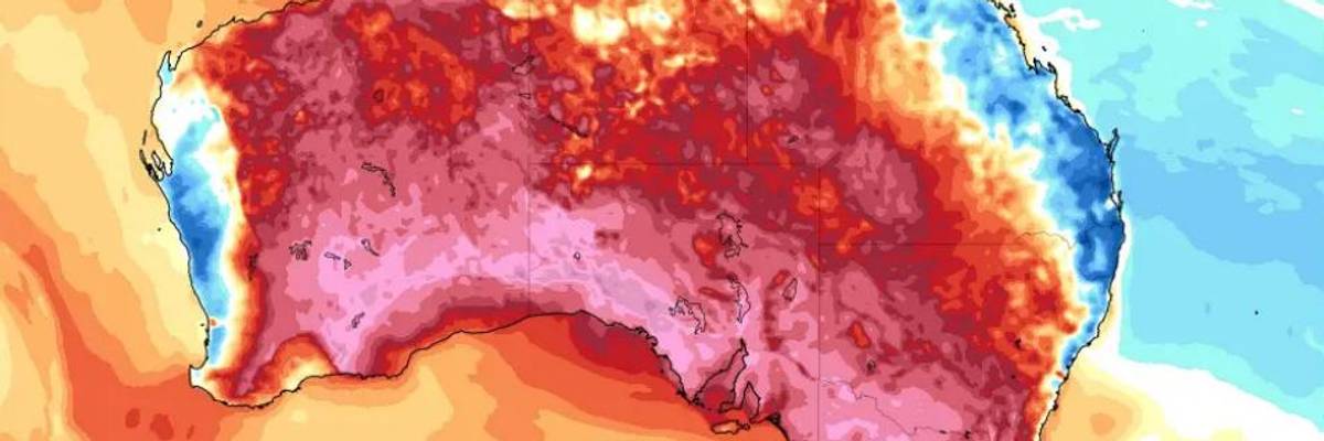 A map shows the high temperatures in Australia on Dec. 18, 2019
