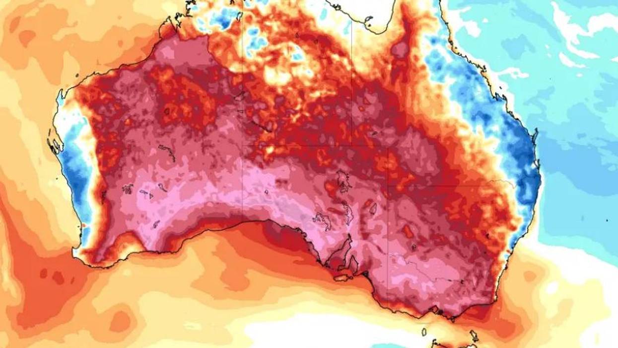 A map shows the high temperatures in Australia on Dec. 18, 2019