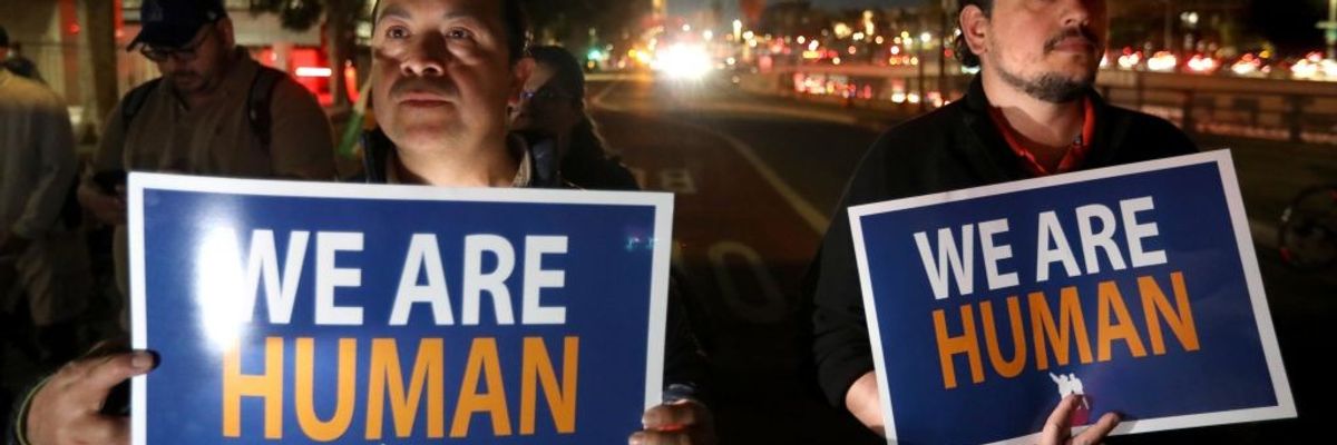a march in support of immigrant rights and against the possibility of mass deportation in Los Angeles