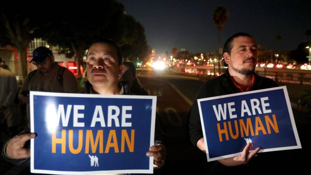 a march in support of immigrant rights and against the possibility of mass deportation in Los Angeles