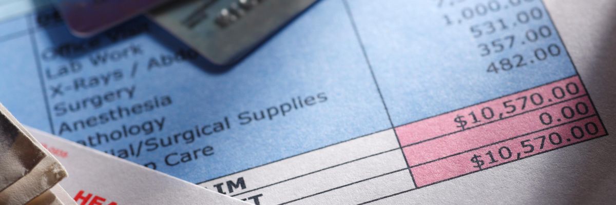 A medical bill shows a health insurance claim