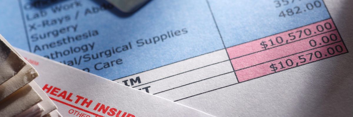A medical bill shows a health insurance claim