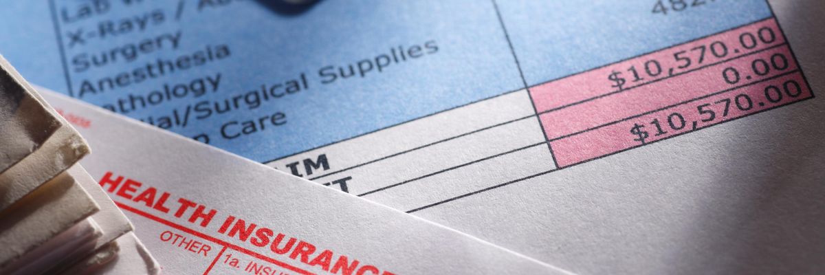 A medical bill shows a health insurance claim