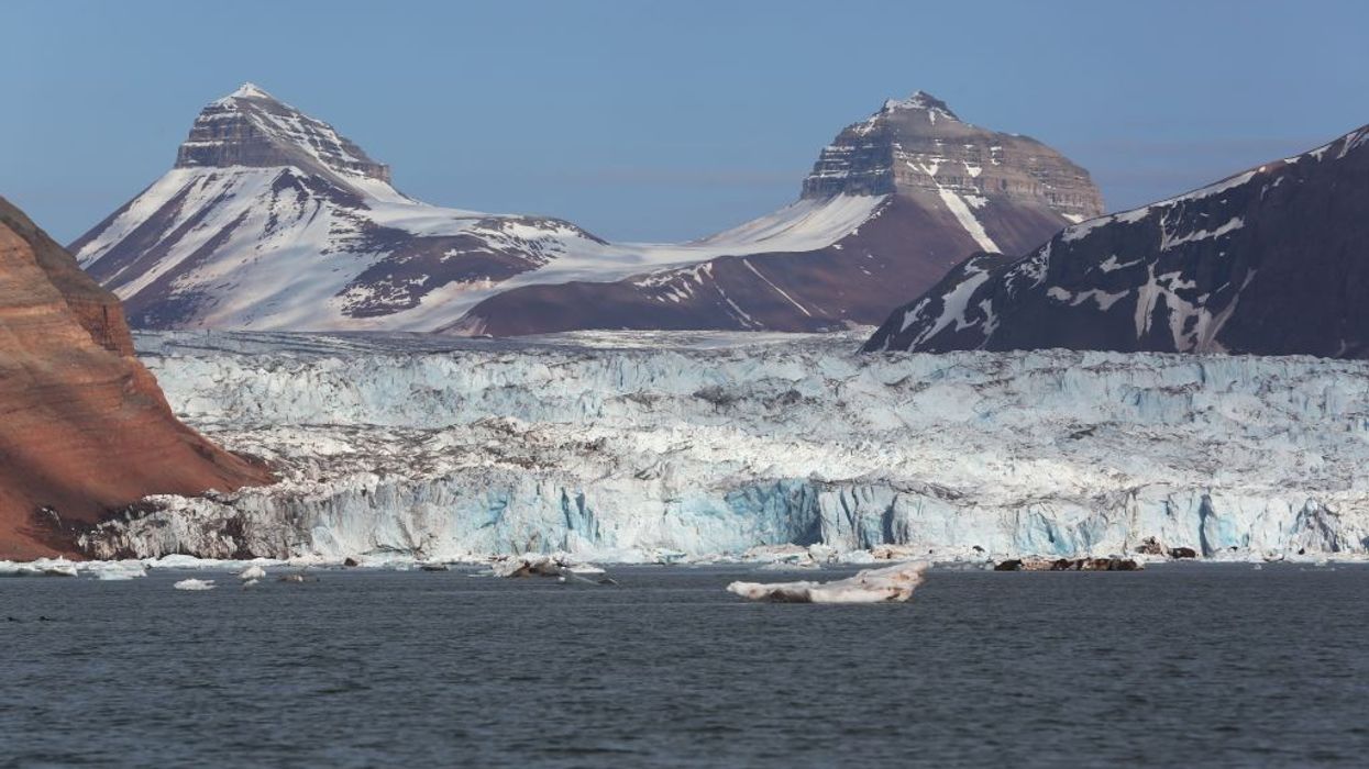 a melting glacier in Svalbard, Norway.