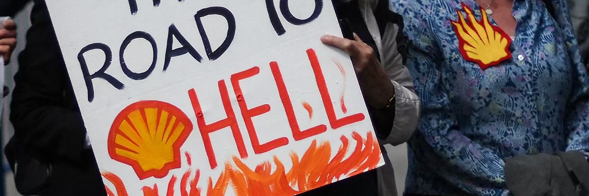 A member of the Dutch activist group Milieudefensie