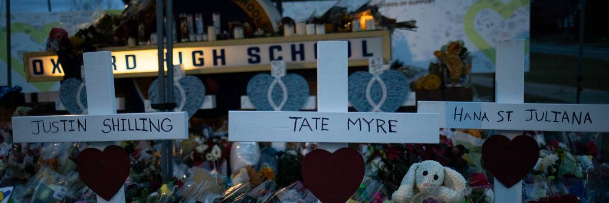 A memorial outside of Oxford High School