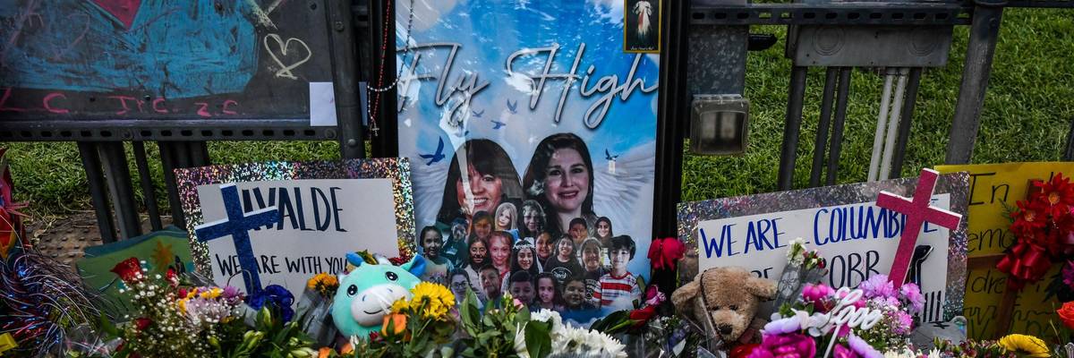 A memorial site is seen in Uvalde, Texas
