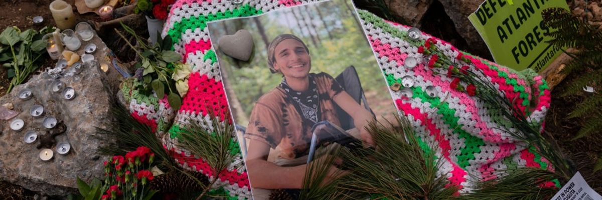 A memorial to slain forest defender Tortuguita.