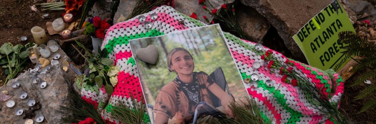 A memorial to slain forest defender Tortuguita.