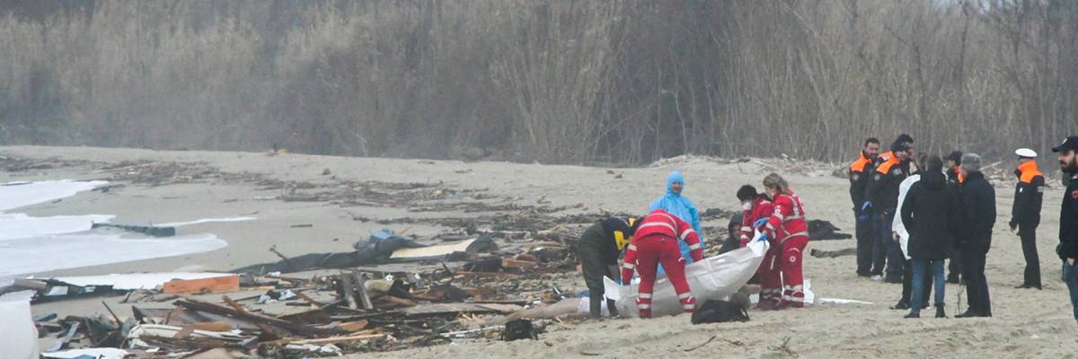 A migrant boat shipwrecked off the coast of Italy