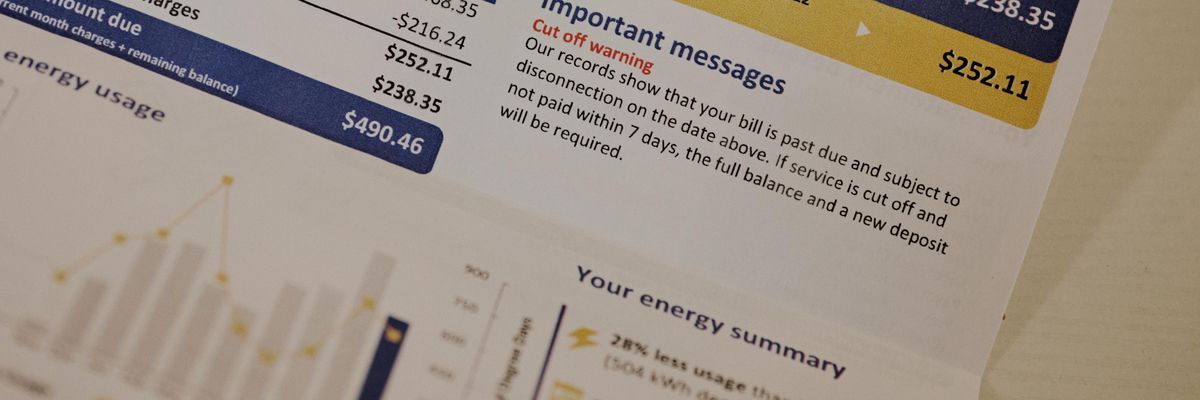 A Nashville, Tennessee resident's electricity bill is pictured