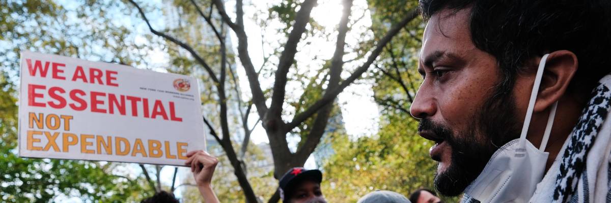 A New York Cirt taxi driver takes part in a hunger strike demanding debt relief