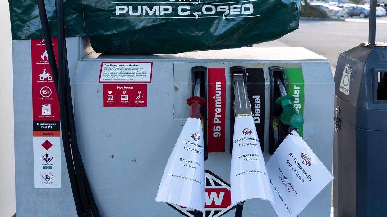 A New Zealand gas station is out of stock.
