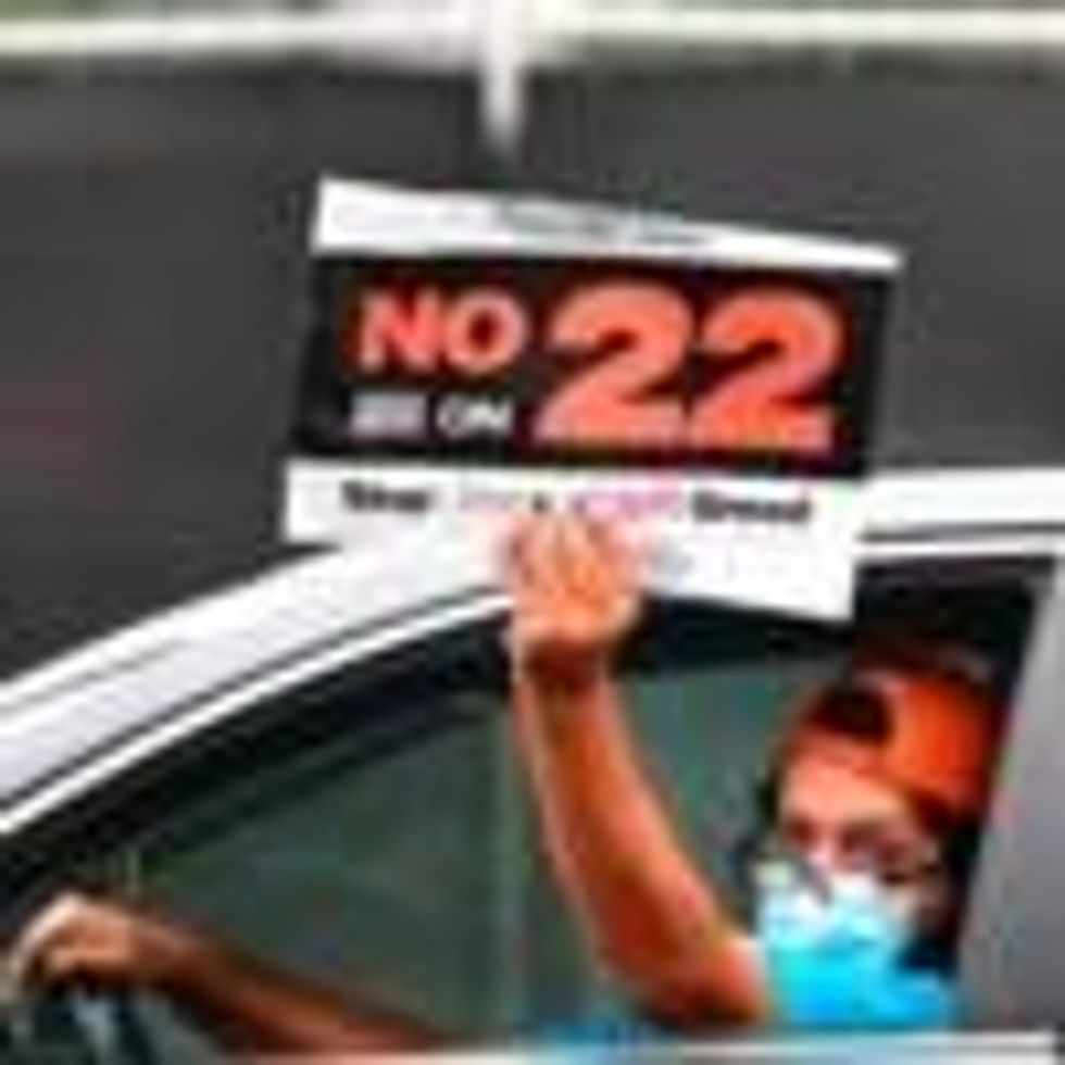 A #NoOn22 protest in Los Angeles on October 22, 2020. (Photo: Frederic J. Brown/AFP/Getty Images)