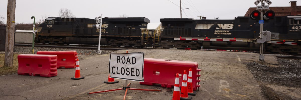 A Norfolk Southern train in East Palestine