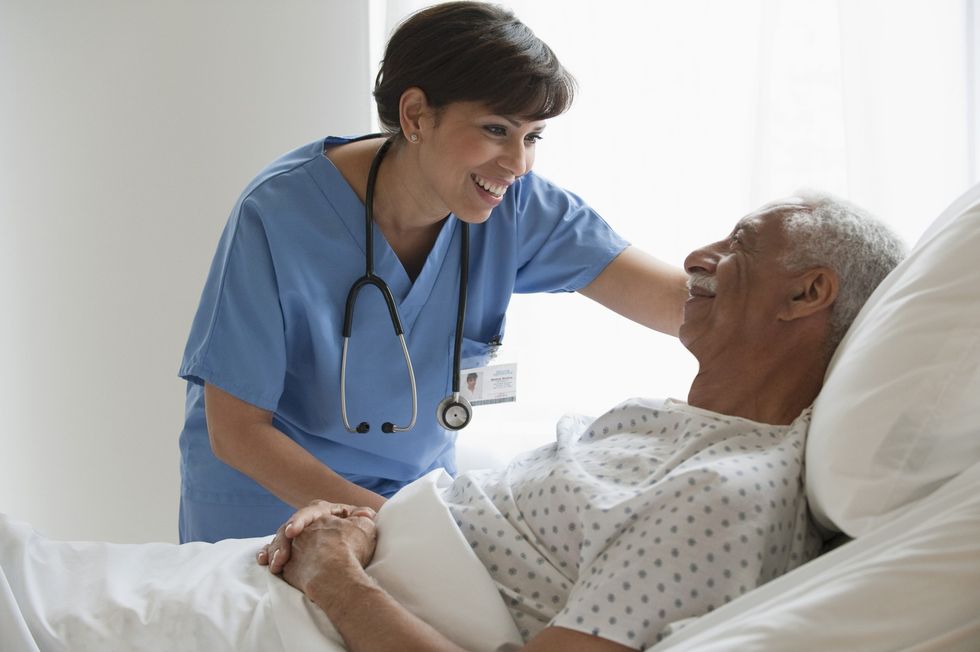 A nurse and patient.