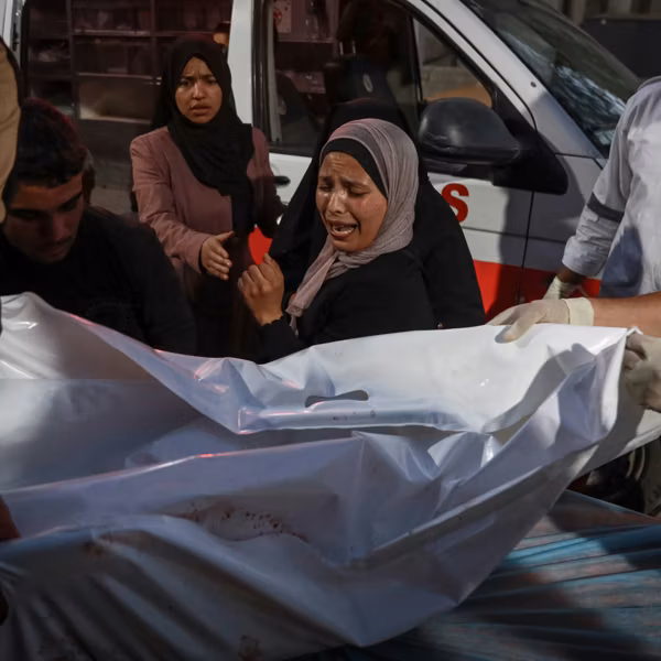 A Palestinian woman mourns a loved one killed by Israeli forces in Gaza