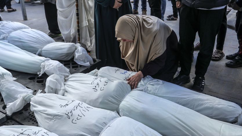 A Palestinian woman mourns
