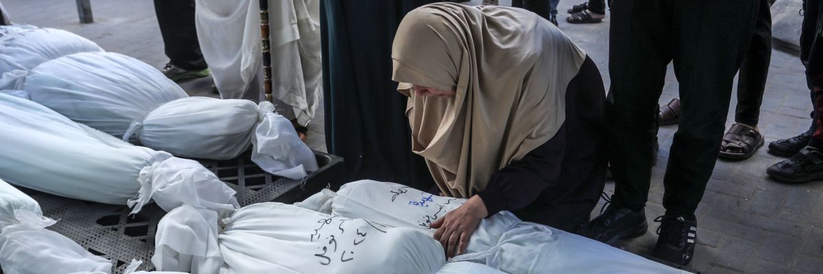 A Palestinian woman mourns
