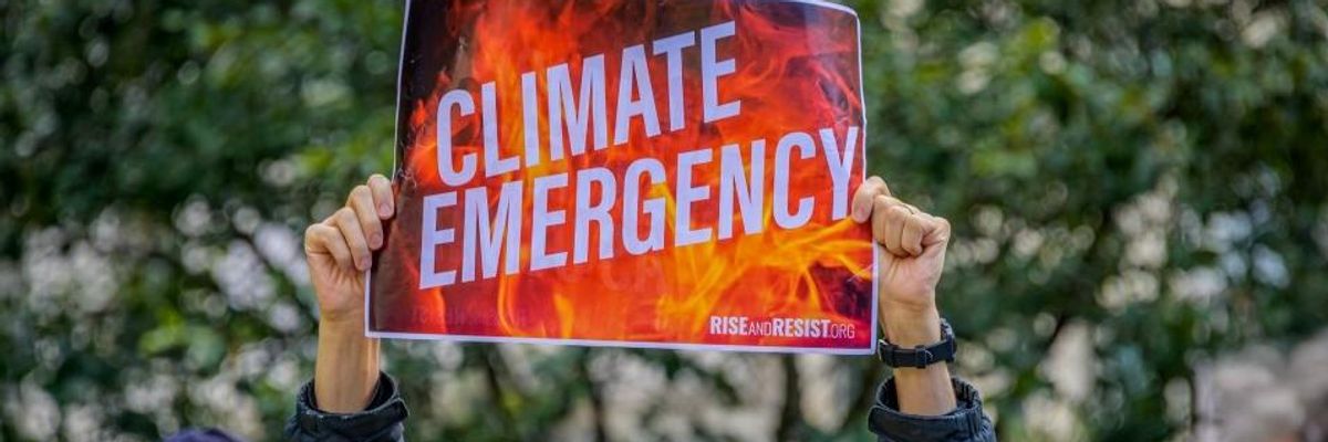 A participant holding a sign at the climate march.