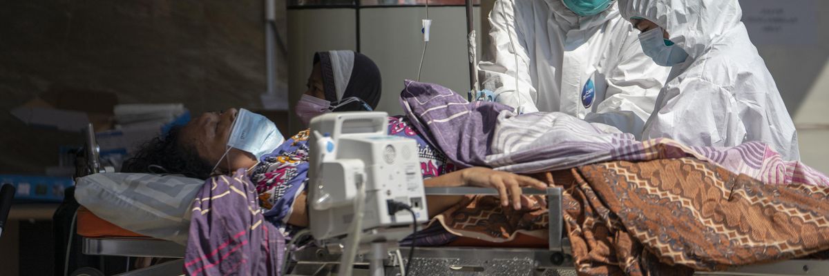 A patient receives treatment at a hospital in Indonesia