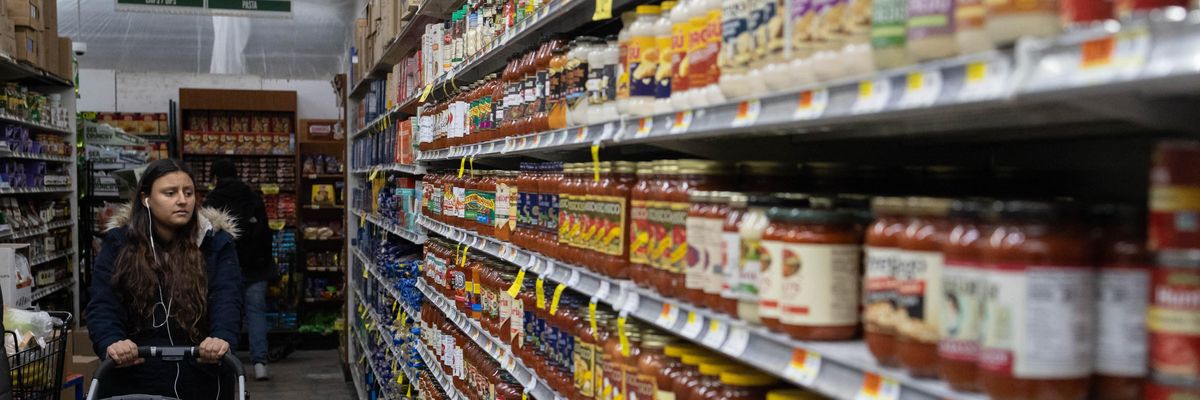 A person shops at a supermarket in New York City on December 14, 2022.