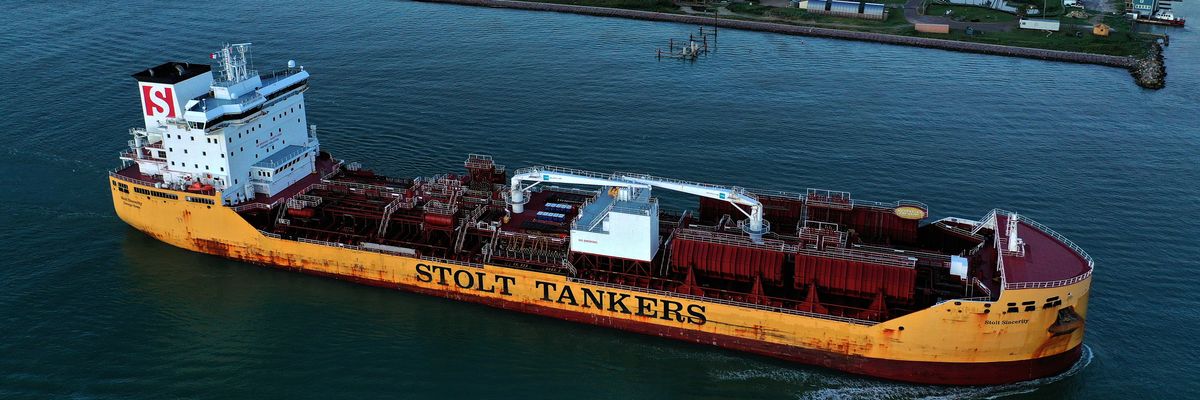 A petroleum tanker ship