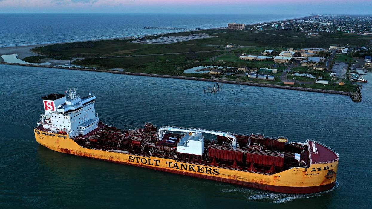 A petroleum tanker ship