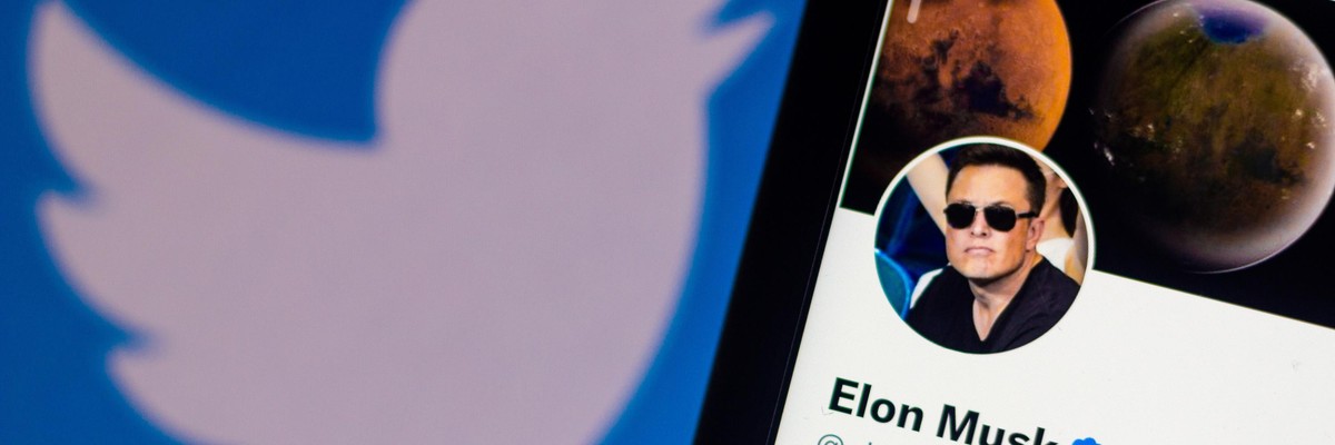 A photo illustration shows Elon Musk's Twitter profile