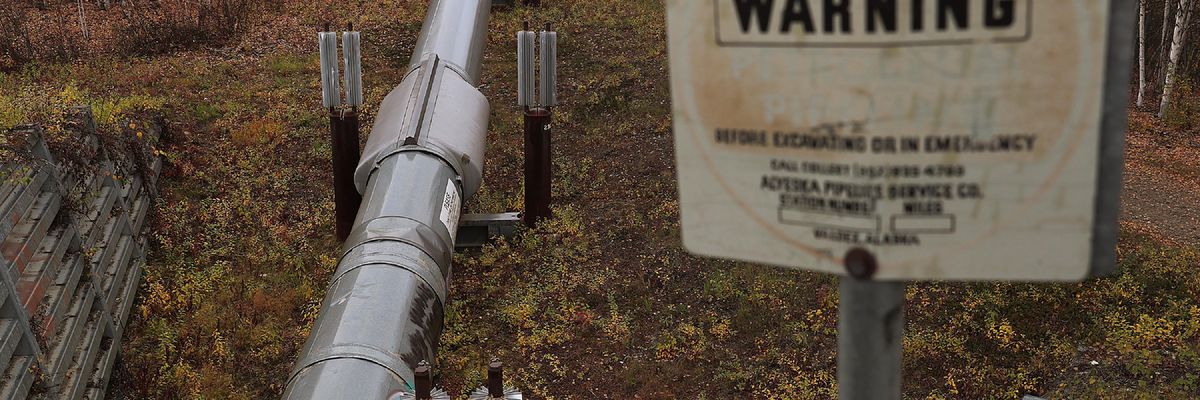 A pipeline is seen in Alaska