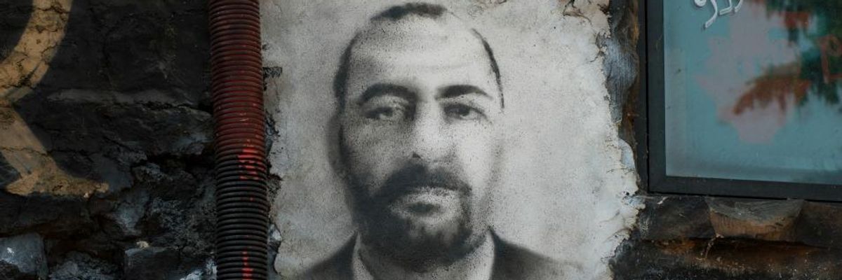 A portrait of Abu Bakr al-Baghdadi, the head of ISIS.