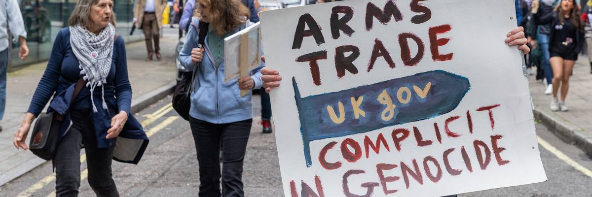 A pro-Palestinian protester holds a sign during a national demonstration