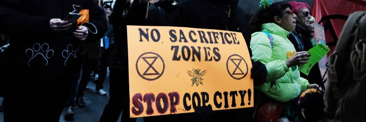A protest against "Cop City."