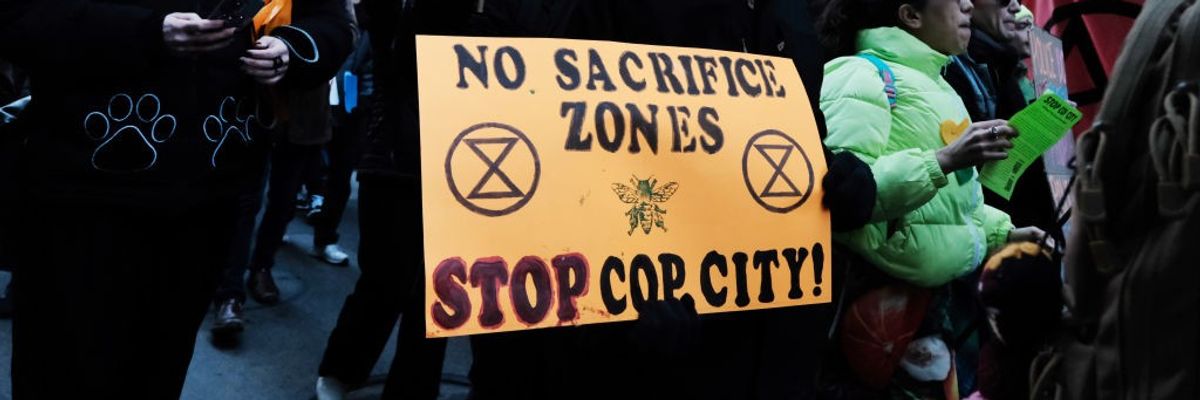 A protest against "Cop City."