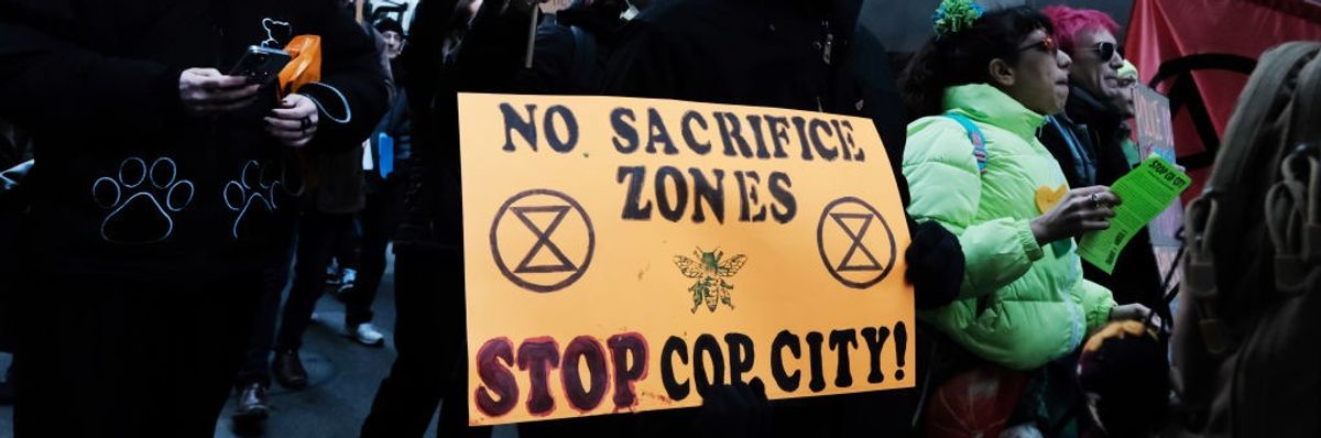 A protest against "Cop City."