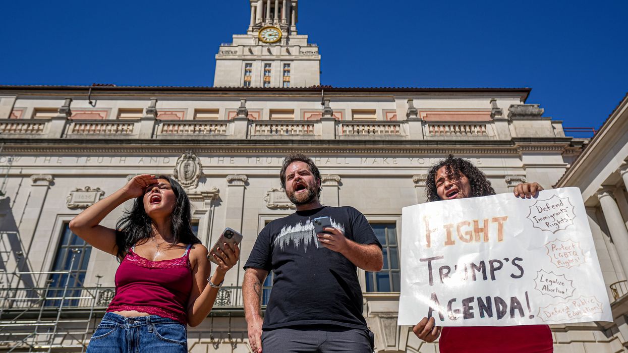 a protest against the Trump administration's higher education compact