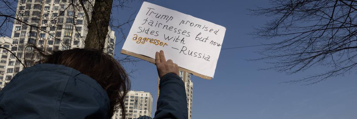 A protest against Trump in Ukraine.