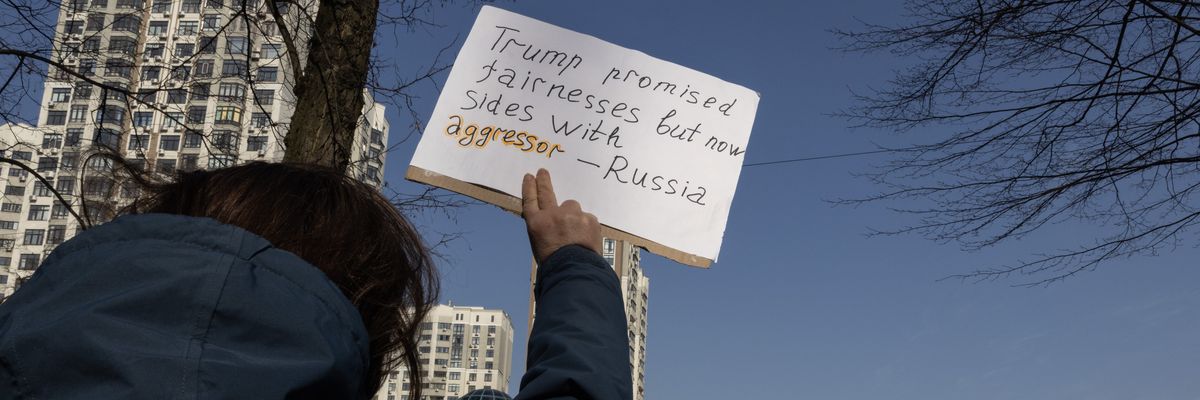 A protest against Trump in Ukraine.