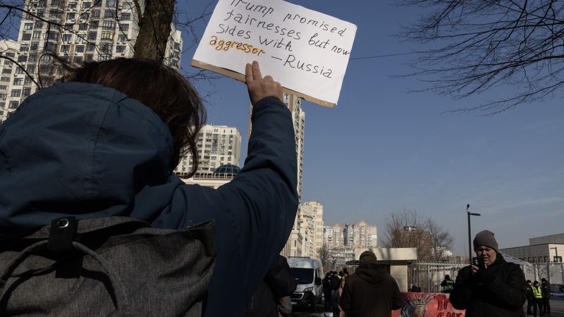A protest against Trump in Ukraine.