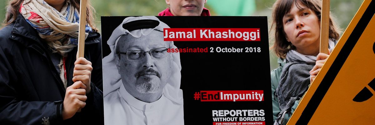 A protest demandingh justice for Jamal Khashoggi