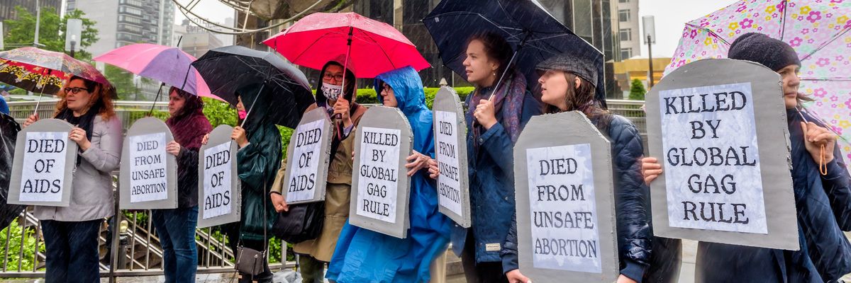 a protest outside Trump International Hotel