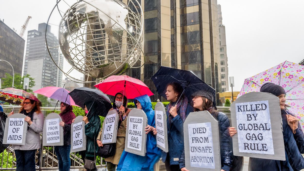 a protest outside Trump International Hotel