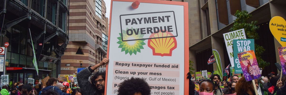 A protest targeting BP and Shell