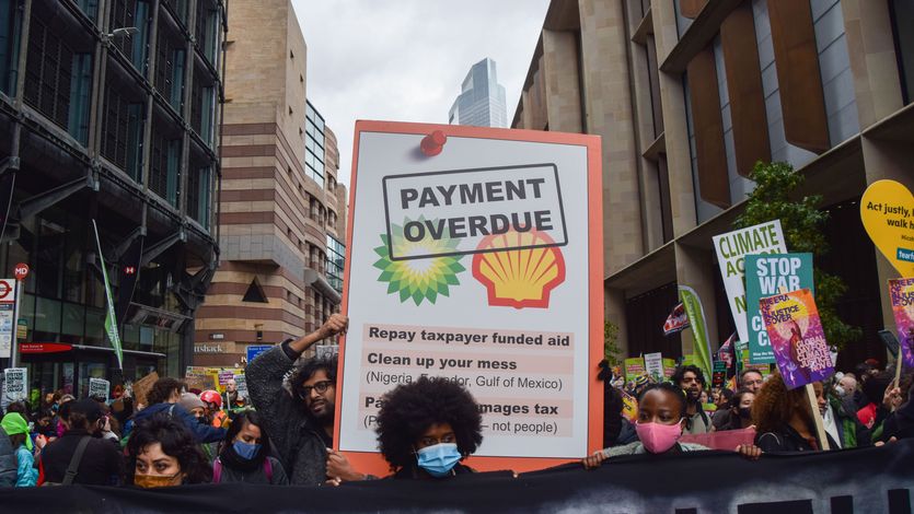 A protest targeting BP and Shell