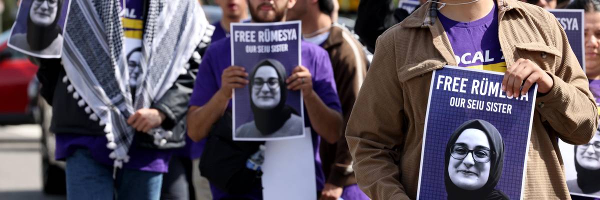 A protest to free Rümeysa Öztürk.