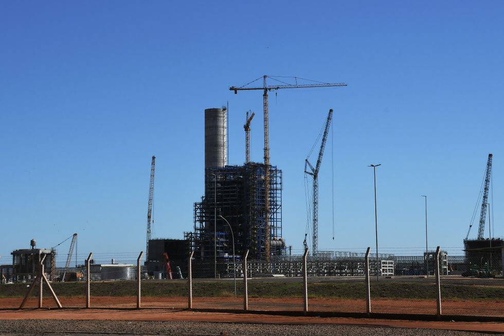 A pulp and paper mill under construction.