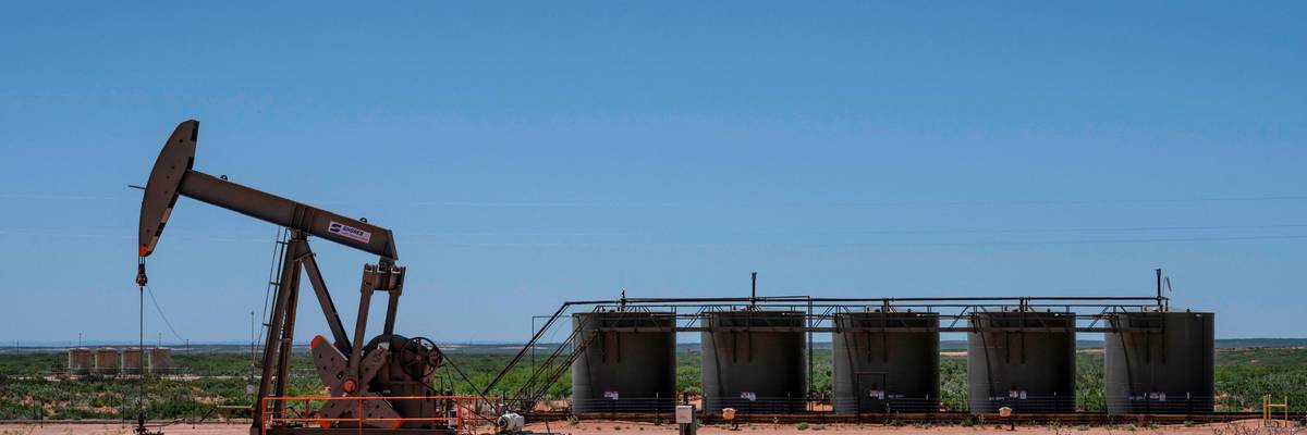 A pump jack operates on April 23, 2020 in Eddy County, New Mexico.